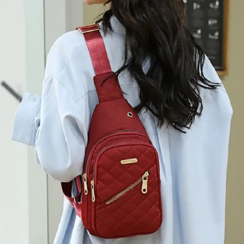 Quilted Multi‑Pocket Crossbody Sling Bag – Lightweight, Waterproof Design