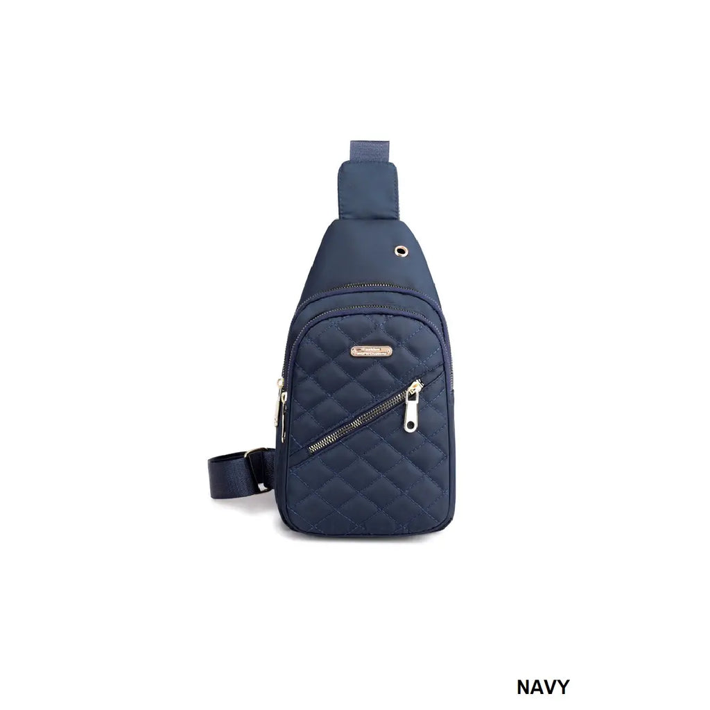 Quilted Multi‑Pocket Crossbody Sling Bag – Lightweight, Waterproof Design